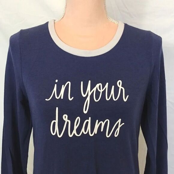 Kate Spade Blue "In Your Dreams" Jersey Long Sleeve Nightshirt Size XS - Picture 3 of 14
